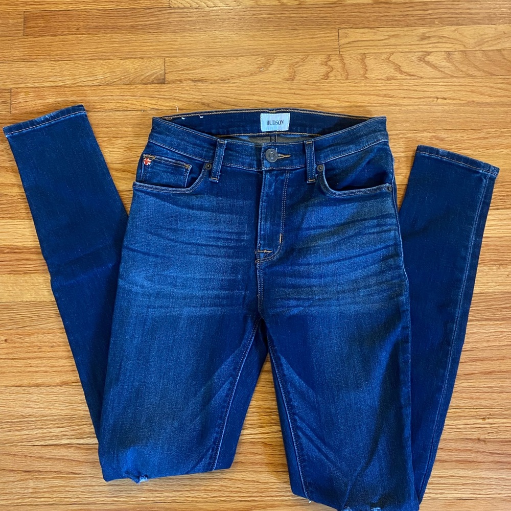 Hudson Jeans | Blair High Rise Super Skinny | Dark Wash Distressed | W 25